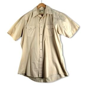 Vintage Hoofs Mens Pearl Snap Western Short Sleeve Shirt Sz 17 1/2